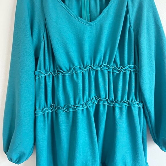 SHEIN Women’s Teal V-Neck Dress Long Sleeve
Ruffle Dress - Picture 4 of 9